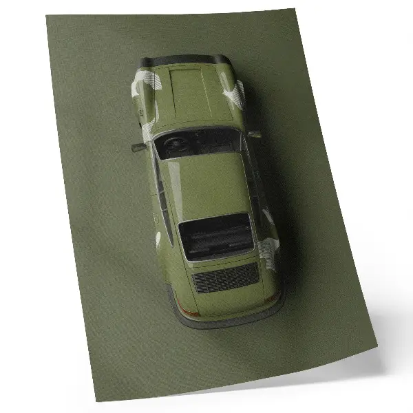 Plakatas minimalistinis elegantiškas žalias automobilis