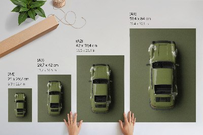 Plakatas Elegantiškas žalias automobilis minimalizmo paprastumas