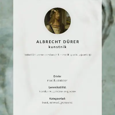 Sieninis plakatas Albrechto Diurerio ranka su baltu medalionu
