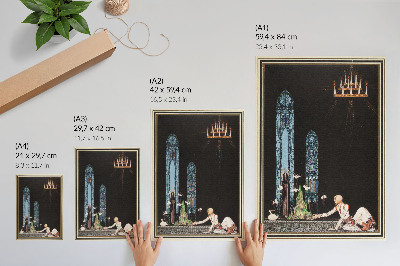 Sieninis plakatas Kay Nielsen iliustracija Aubrey Beardsley knygai „Į rytus nuo saulės ir į vakarus nuo mėnulio“