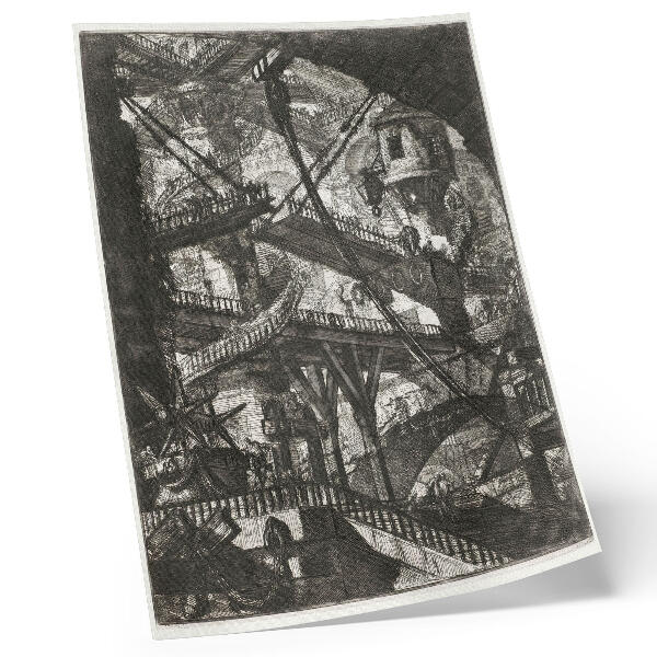 Sieninis plakatas Pakeliamas tiltas, VII plokštė iš Carceri d'Invenzione ciklo, Giovanni Battista Piranesi