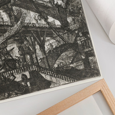 Sieninis plakatas Pakeliamas tiltas, VII plokštė iš Carceri d'Invenzione ciklo, Giovanni Battista Piranesi