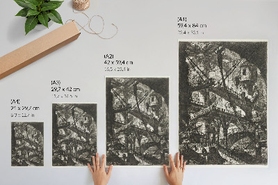 Sieninis plakatas Pakeliamas tiltas, VII plokštė iš Carceri d'Invenzione ciklo, Giovanni Battista Piranesi