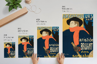 Plakatas Aristide'o Bruanto ambasadoriai su sūnumi kabaretu 1892 m. didelės raiškos spaudinys, autorius Henri de Toulouse-Lautrec