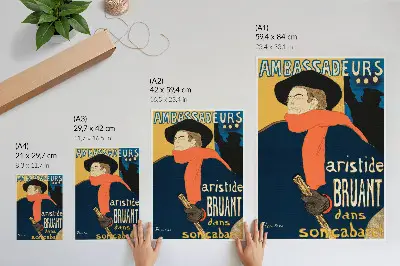 Plakatas Henri de Toulouse-Lautrec „Aristide'o Bruanto ambasadoriai su sūnumi kabaretu 1892 m.“ didelės raiškos spaudinys