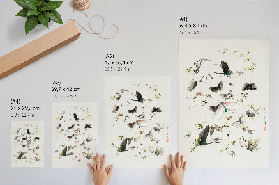 Sieninis plakatas Hokusai drugeliai ir kandys (1830–1850)