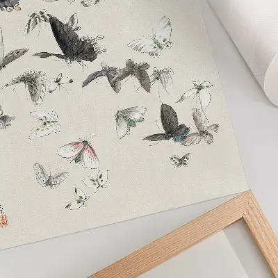 Hokusai drugeliai ir kandys plakatas