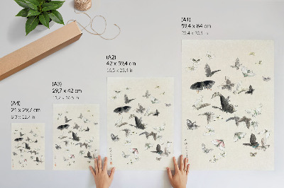 Plakatas Hokusai drugeliai ir kandys