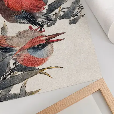 Plakatas Katsushikos Hokusai „Paukščiai iš eskizų albumo“ (1814 m.), senovinis japoniškas medžio raižinys