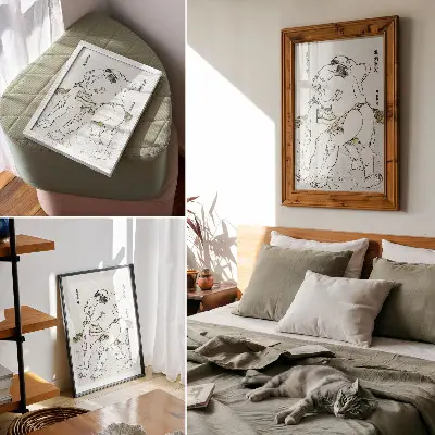 Sieninis plakatas Katsushiki Hokusai (1760–1849) sumo imtynininkai, senovinis japoniškas medžio raižinys