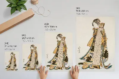 Plakatas svetainei vintažinio ukiyo-e stiliaus japoniškas Hokusai (1760-1849) motyvas