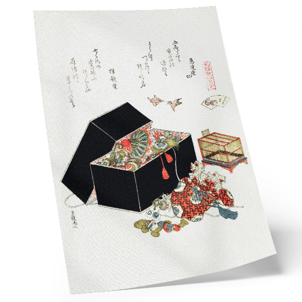 Plakatas Hokusai japoniška papuošalų dėžutė (1822 m.)
