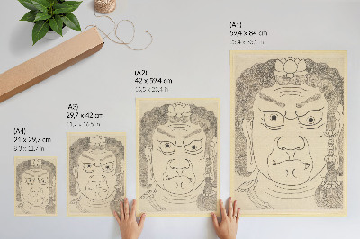 Sieninis plakatas Fudō Myōō kaukė, Katsushika Hokusai mokykla