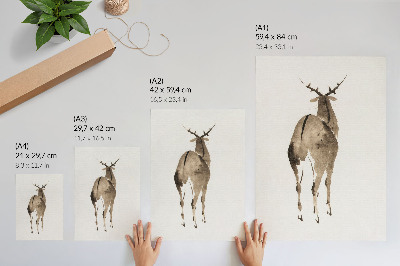 Plakatas Katsushiki Hokusai's Deer (1904), vintažinė gyvūnų iliustracija