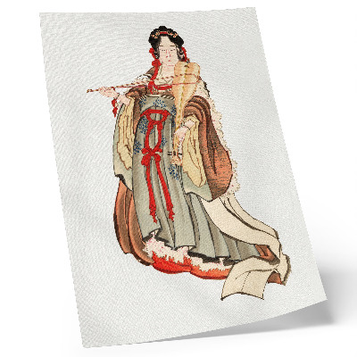 Dekoratyvinis plakatas Benten (Meilės deivė) (XVIII–XIX a.), Katsushikos Hokusai iliustracija, vaizduojanti akmens amžiaus japonę