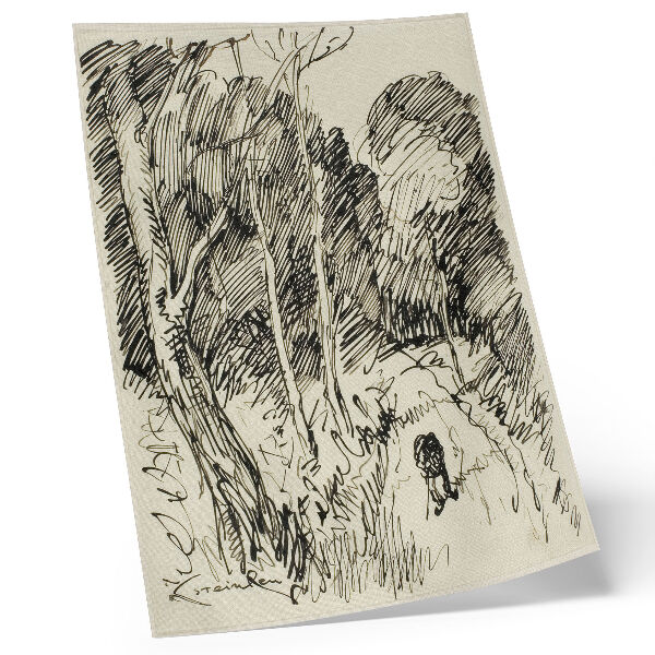 Plakatas Miško peizažas su valkata, autorius Théophile-Alexandre Pierre Steinlen