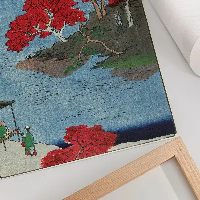 Sieninis plakatas ruduo Akibos šventykloje Ukidži mieste (1857 m.) – Utagawos Hirošigės japoniškas atspaudas