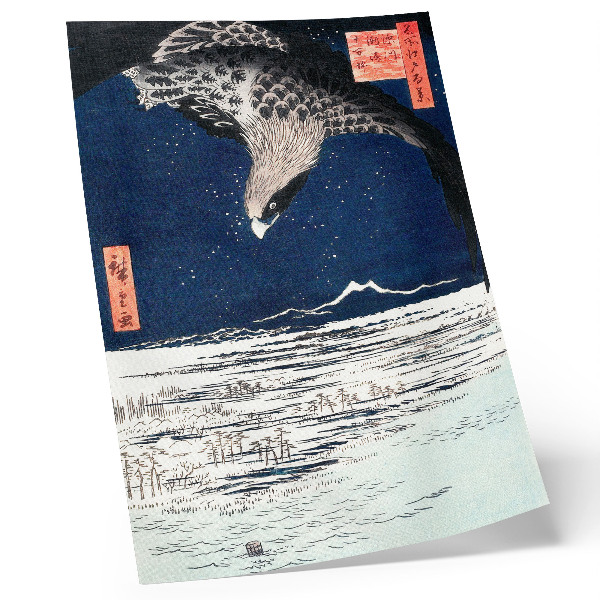 Plakatas Japoniškas vanagas (1857) Ukiyo-e, sukurtas Utagawa Hiroshige
