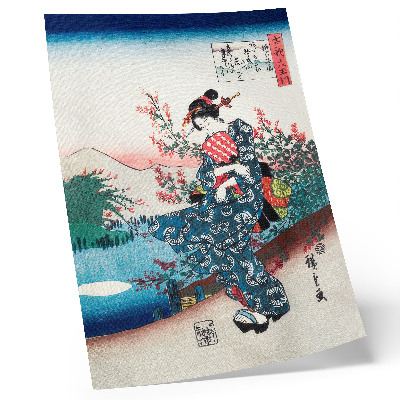 Sieninis plakatas Japonė (1844-1846), senovinis Utagawa Hiroshige medžio raižinys