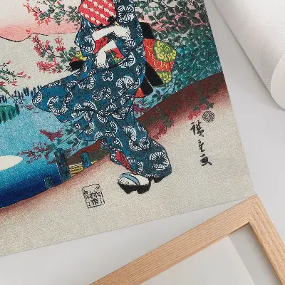 Sieninis plakatas senovinis Utagawa Hiroshige medžio raižinys Japonė (1844-1846)