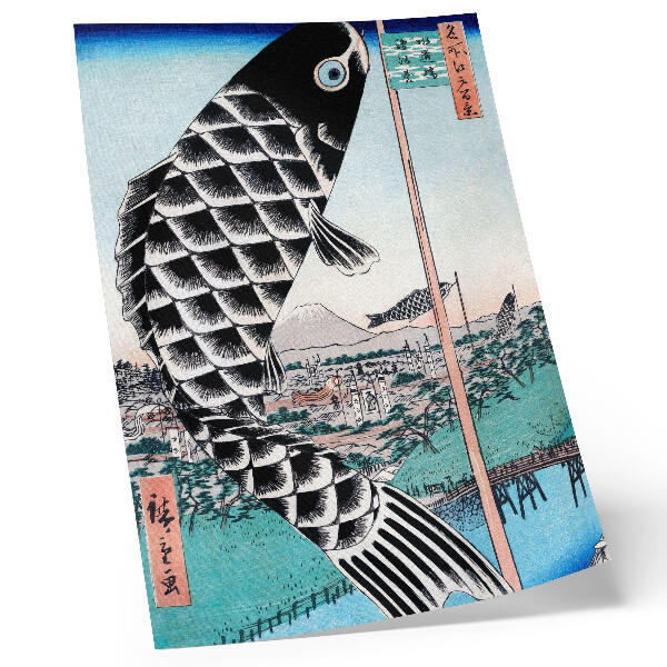 Plakatas svetainei Utagavos Hiroshige's Suidobashi ir Surugadai tiltas (1857)
