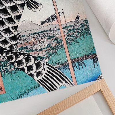 Plakatas svetainei Utagavos Hiroshige's Suidobashi ir Surugadai tiltas (1857)