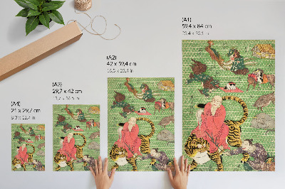 Plakatas Nanivos meistro Ichidos Shōshichirō pintinės (1819 m.), istorinis japonų medžio drožinys, sukurtas Utagawos Hirošigės