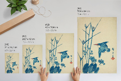 Plakatas svetainei Utagawa Hiroshige karališkoji žvejyba ir monochorija