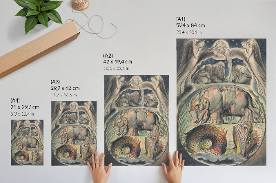 Sieninis plakatas Behemotas ir Leviatanas (pagal Williamą Blake'ą)