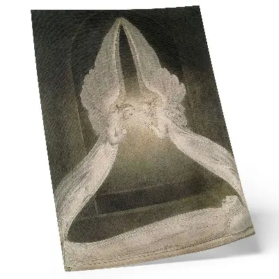 Dekoratyvinis plakatas William Blake akvarelė „Kristus kape, saugomas angelų“ (1805)