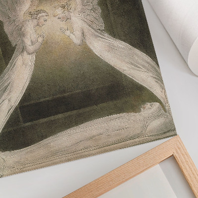 Dekoratyvinis plakatas Kristus kape, saugomas angelų (1805), William Blake akvarelė