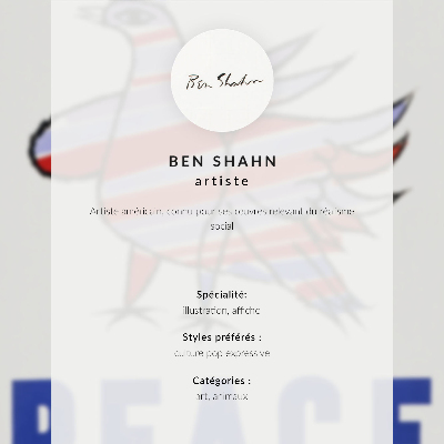 Plakatas Beno Shahno „McCarthy Peace“ (1968 m.) su paukščiu