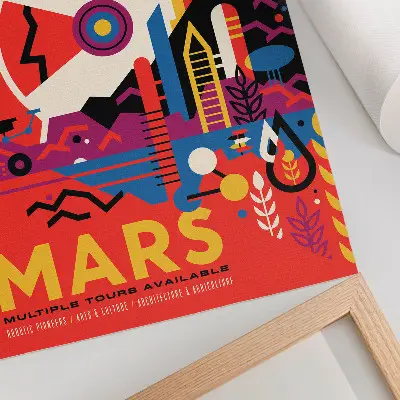 Plakatas svetainei kosminė kelionė į Marsą
