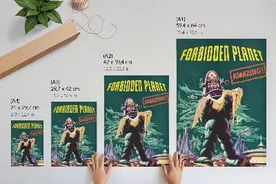 Plakatas svetainei su 1956 metų filmu Uždraustoji planeta ir robotu Robiu