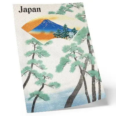 Plakatas senovinė iliustracija Japonijos vyriausybės geležinkelio kelionės 1930 m.
