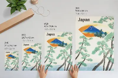 Plakatas senovinė iliustracija Japonijos vyriausybės geležinkelio kelionės 1930 m.