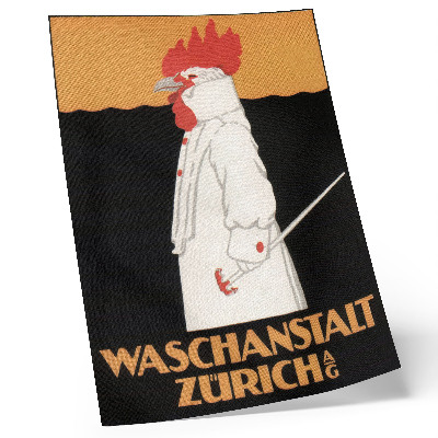 Plakatas svetainei Waschanstalt Ciurich (1905), istorinis Roberto Hardmeyerio reklaminis plakatas