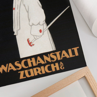 Plakatas svetainei Waschanstalt Ciurich (1905), istorinis Roberto Hardmeyerio reklaminis plakatas