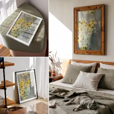 Sieninis plakatas Hannah Borger Overbeck paveikslas „Vaza su rudbekijomis“ (1915 m.)