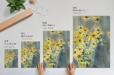 Sieninis plakatas Hannah Borger Overbeck paveikslas „Vaza su rudbekijomis“ (1915 m.)