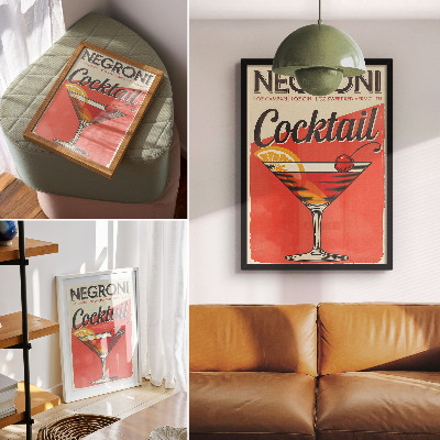 Dekoratyvinis plakatas Negroni kokteilis su citrina ir vyšnia