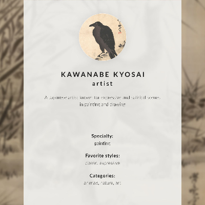 Sieninis plakatas Kawanabe Kyosai „Katė gaudo varlę“