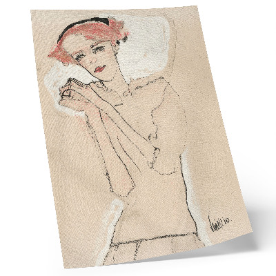 Dekoratyvinis plakatas Egono Schiele „Moters portretas“ (1910 m.) – moteriškas linijinis piešinys iš MET muziejaus kolekcijos