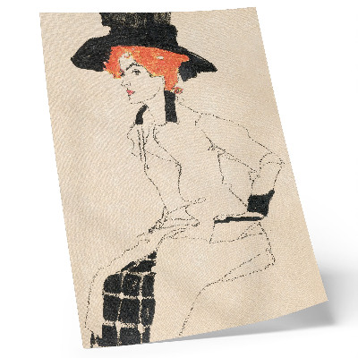 Sieninis plakatas Egono Schiele „Moters portretas“ (1910 m.) – moteriškas linijinis piešinys iš MET muziejaus kolekcijos