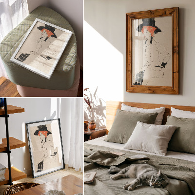 Sieninis plakatas Egono Schiele „Moters portretas“ (1910 m.) – moteriškas linijinis piešinys iš MET muziejaus kolekcijos