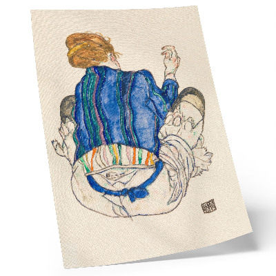 Plakatas Egono Schiele „Sėdinti moteris, vaizdas iš galo“ (1917 m.) – moteriškas linijinis piešinys iš MET kolekcijos.