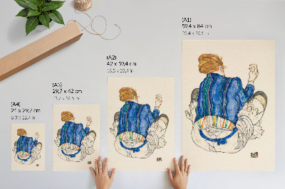 Plakatas Egono Schiele „Sėdinti moteris, vaizdas iš galo“ (1917 m.) – moteriškas linijinis piešinys iš MET kolekcijos.