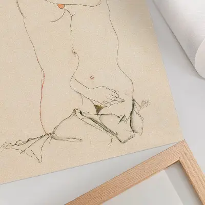 Dekoratyvinis plakatas Egono Schiele „Dvi apsikabinusios moterys“ (1913 m.) iš MET kolekcijos
