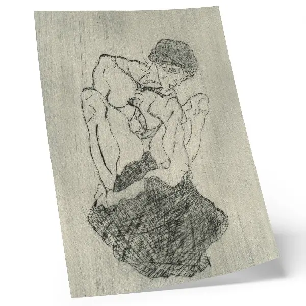 Sieninis plakatas Egono Schiele'o grafikos darbai iš MET kolekcijos, moteriškas linijinis piešinys (1971 m.)