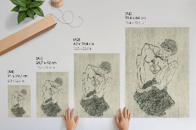 Sieninis plakatas Egono Schiele'o „Egono Schiele'o grafikos darbai“ (1971 m.) – moteriškas linijinis piešinys iš MET kolekcijos